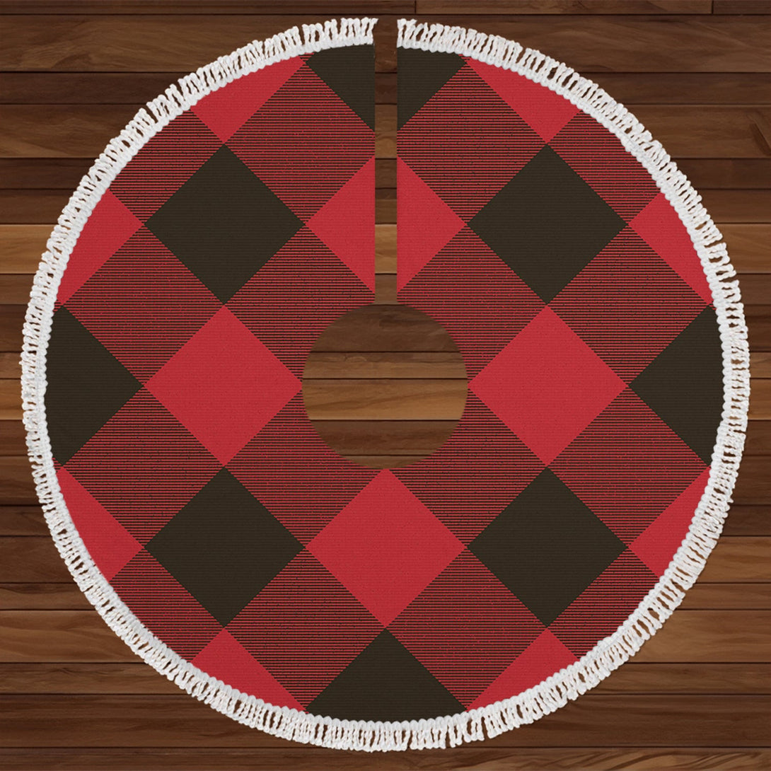 MacGregor Rob Roy (Gregor Red - Black) Weathered Tartan Christmas Tree Skirt