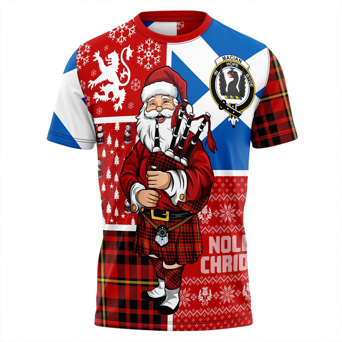 MacIan Modern Clan Badge Tartan T-Shirt Scotland Christmas Santa