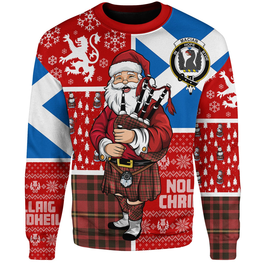 MacIan Weathered Clan Badge Tartan Sweatshirt Scotland Christmas Santa