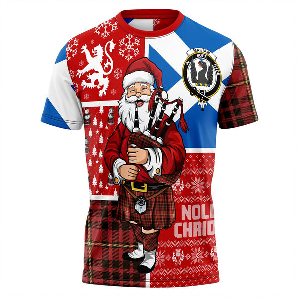 MacIan Weathered Clan Badge Tartan T-Shirt Scotland Christmas Santa