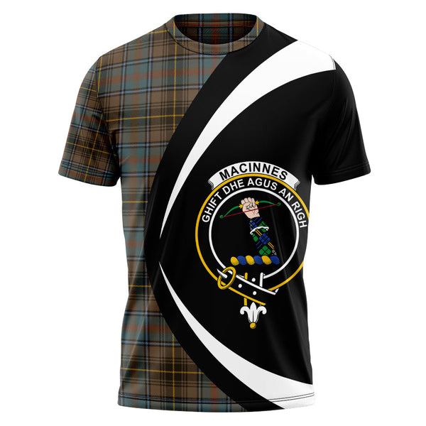 MacInnes Weathered Clan Badge Tartan T-Shirt Circle Style Personalized