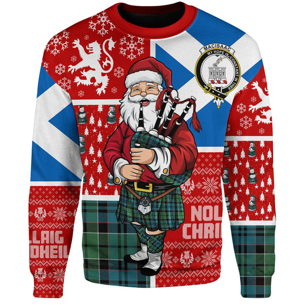 MacIsaac Ancient Clan Badge Tartan Sweatshirt Scotland Christmas Santa