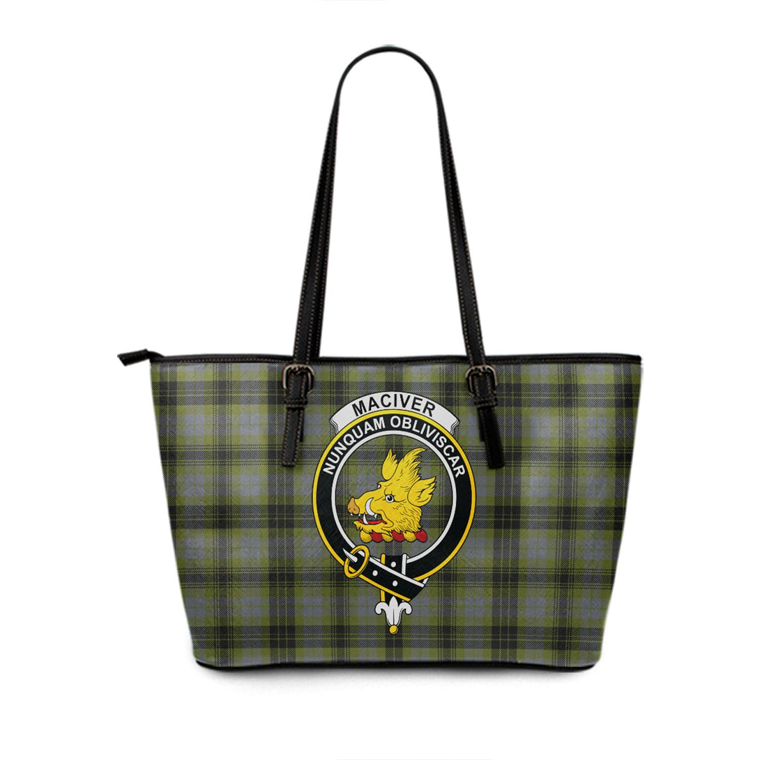 MacIver Modern Clan Badge Tartan Leather Tote Bag