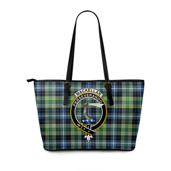 MacKellar Ancient Clan Badge Tartan Leather Tote Bag