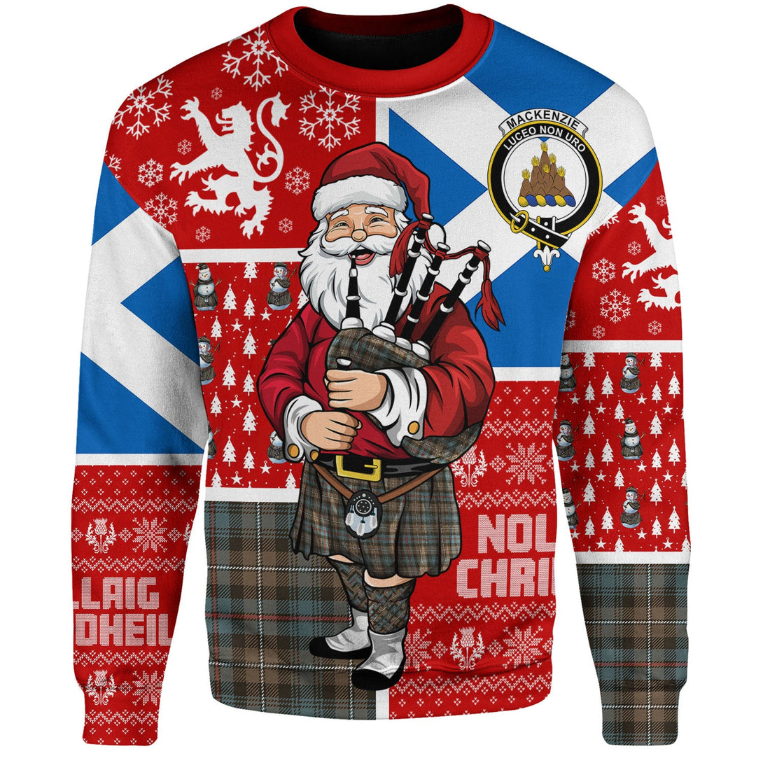 MacKenzie Weathered Clan Badge Tartan Sweatshirt Scotland Christmas Santa