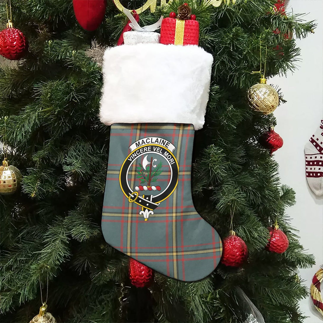 MacLaine of LochBuie Hunting (MacLaine) Weathered Clan Badge Tartan Christmas Stocking