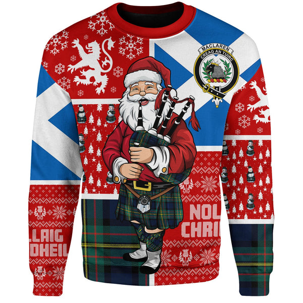 MacLaren Modern Clan Badge Tartan Sweatshirt Scotland Christmas Santa