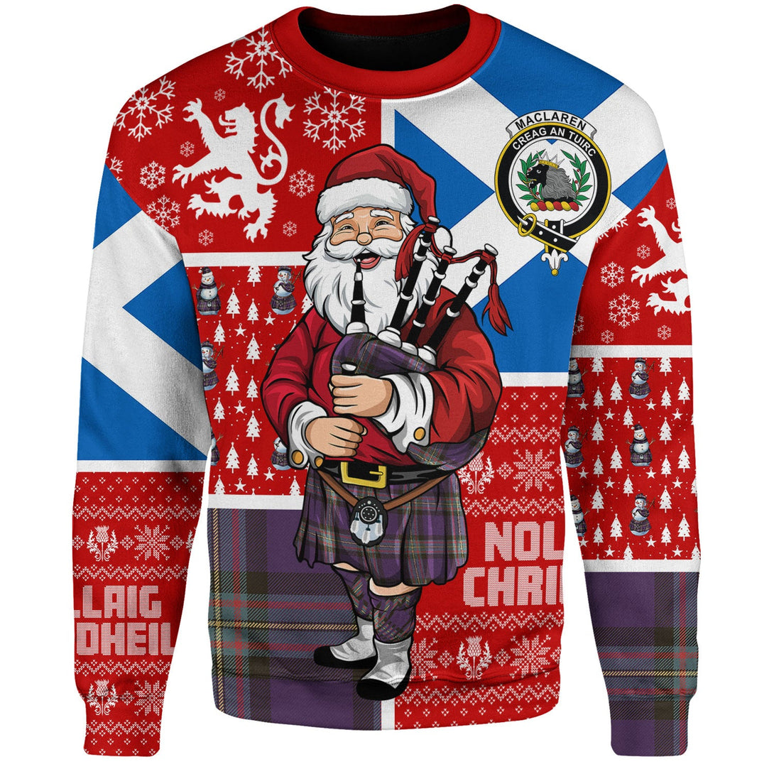 MacLaren of Broich Weathered Clan Badge Tartan Sweatshirt Scotland Christmas Santa