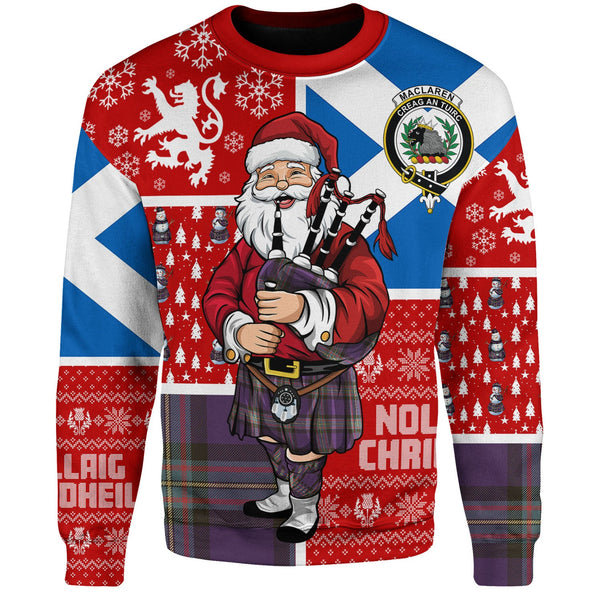 MacLaren of Broich Weathered Clan Badge Tartan Sweatshirt Scotland Christmas Santa