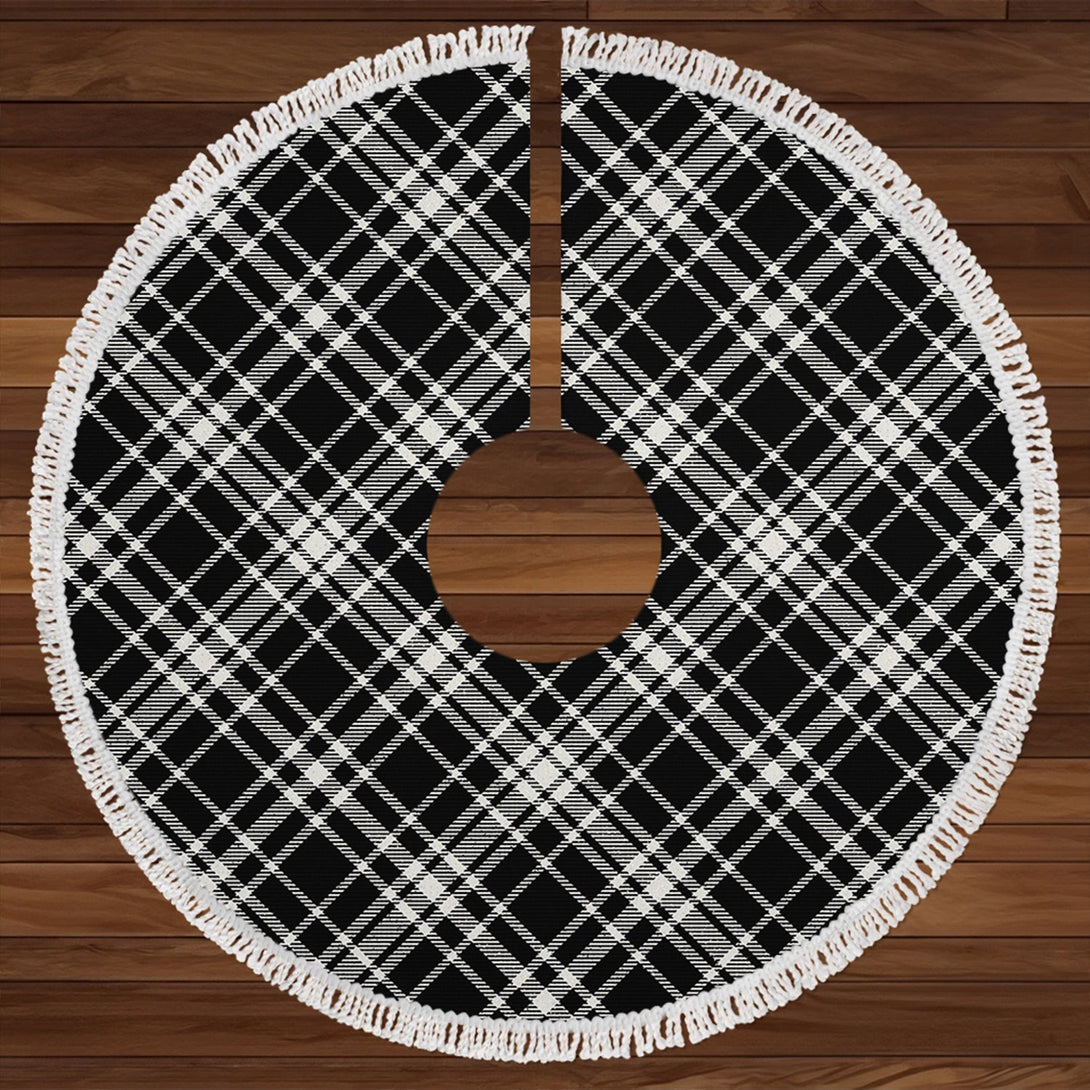 MacLean Black - White Ancient Tartan Christmas Tree Skirt