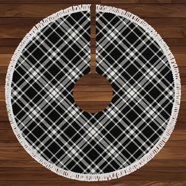 MacLean Black - White Ancient Tartan Christmas Tree Skirt