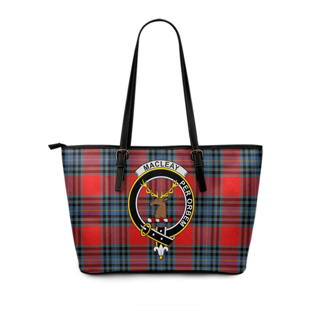 MacLeay Modern Clan Badge Tartan Leather Tote Bag