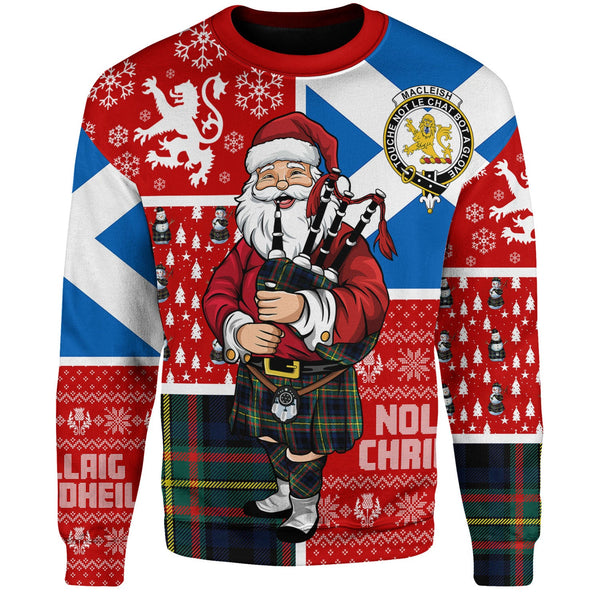 MacLeish Modern Clan Badge Tartan Sweatshirt Scotland Christmas Santa