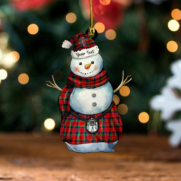 MacNaughton Modern Clan Badge Tartan Wood Acrylic Ornament Snowman Warrior Personalized