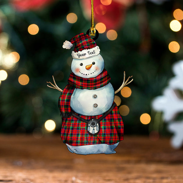 MacNaughton Modern Tartan Wood Acrylic Ornament Snowman Warrior Personalized