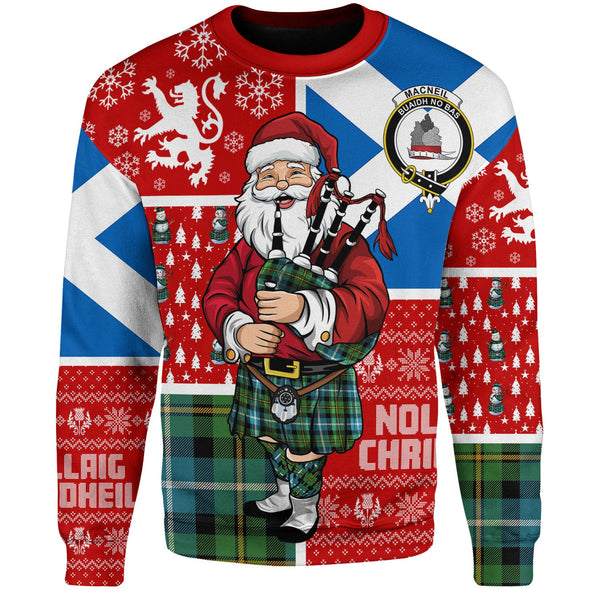 MacNeil of Barra (MacNeil MacNeill) Ancient Clan Badge Tartan Sweatshirt Scotland Christmas Santa