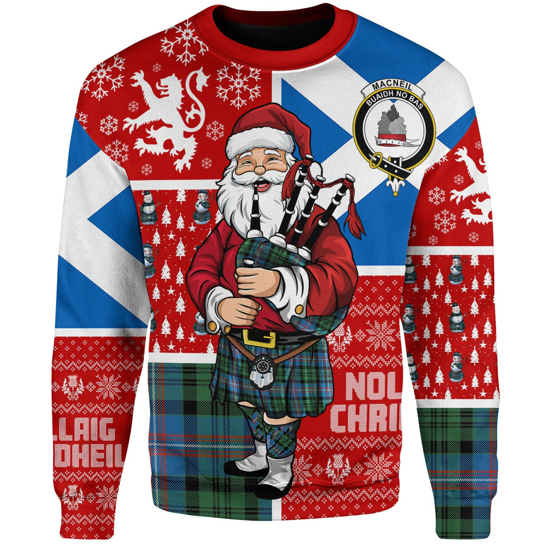 MacNeil of Colonsay (MacNeil of Barra of Colonsay) (Highland Society of London) Ancient Clan Badge Tartan Sweatshirt Scotland Christmas Santa