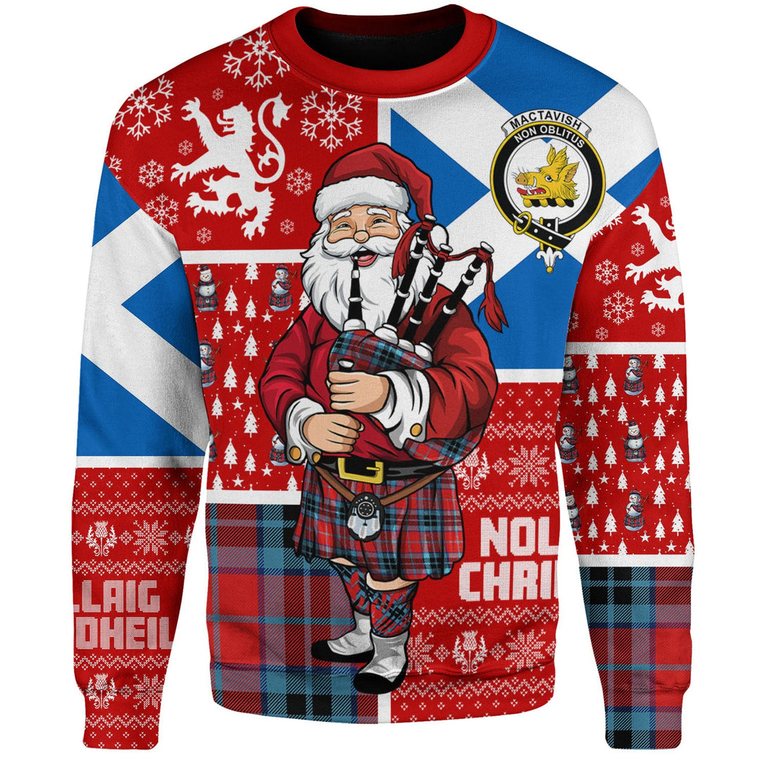 MacTavish Modern Clan Badge Tartan Sweatshirt Scotland Christmas Santa