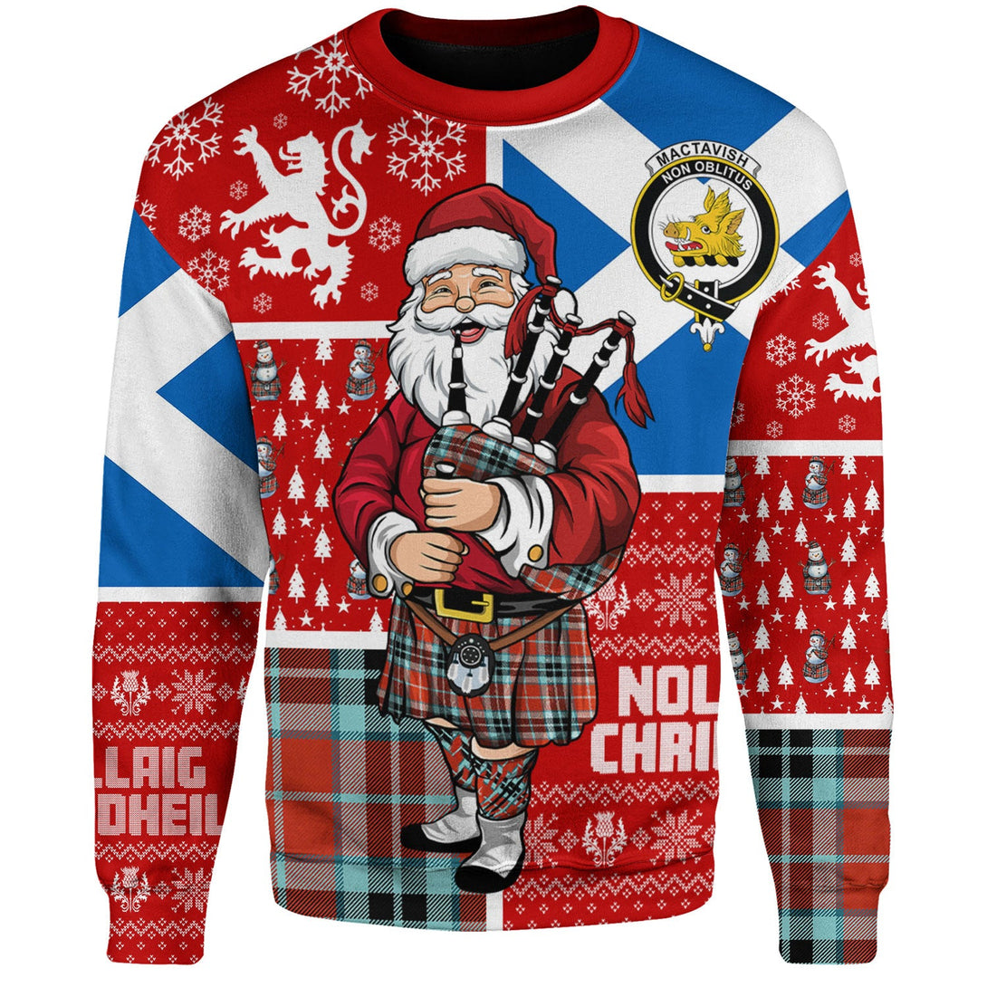 MacTavish Weathered Clan Badge Tartan Sweatshirt Scotland Christmas Santa