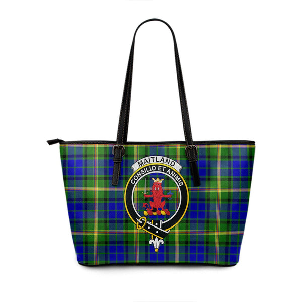 Maitland Clan Badge Tartan Leather Tote Bag