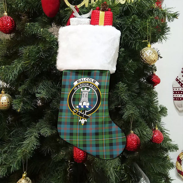 Malcolm Ancient Clan Badge Tartan Christmas Stocking