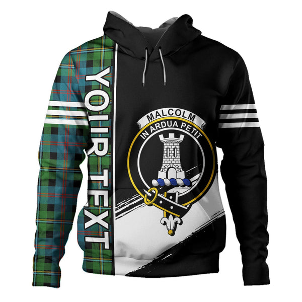 Malcolm Ancient Clan Badge Tartan Hoodie Quarter Style Personalized