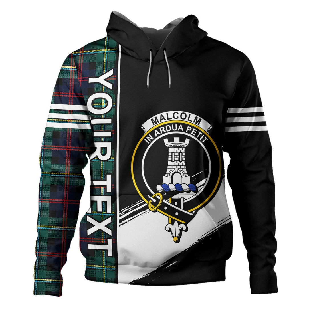 Malcolm Modern Clan Badge Tartan Hoodie Quarter Style Personalized