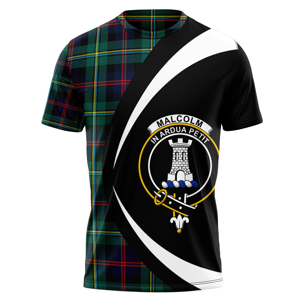 Malcolm Modern Clan Badge Tartan T-Shirt Circle Style Personalized