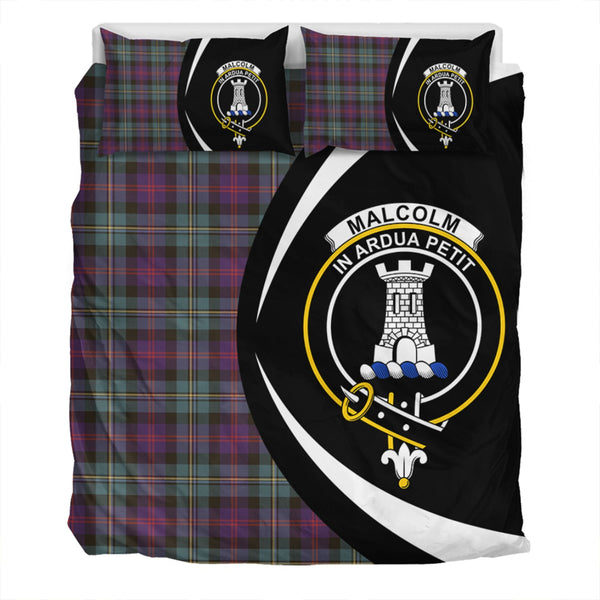 Malcolm Weathered Clan Badge Tartan Bedding Set Circle Style