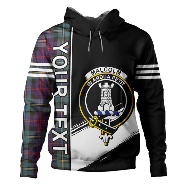 Malcolm Weathered Clan Badge Tartan Hoodie Quarter Style Personalized