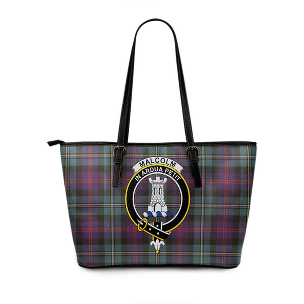 Malcolm Weathered Clan Badge Tartan Leather Tote Bag