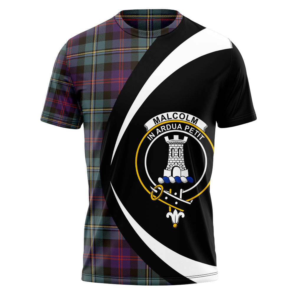 Malcolm Weathered Clan Badge Tartan T-Shirt Circle Style Personalized