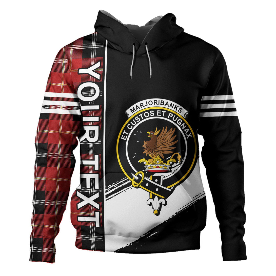 Marjoribanks Modern Clan Badge Tartan Hoodie Quarter Style Personalized