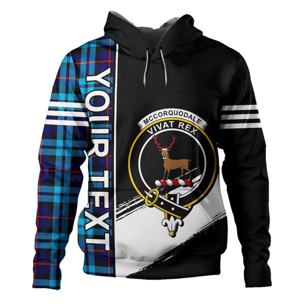 McCorquodale Clan Badge Tartan Hoodie Quarter Style Personalized