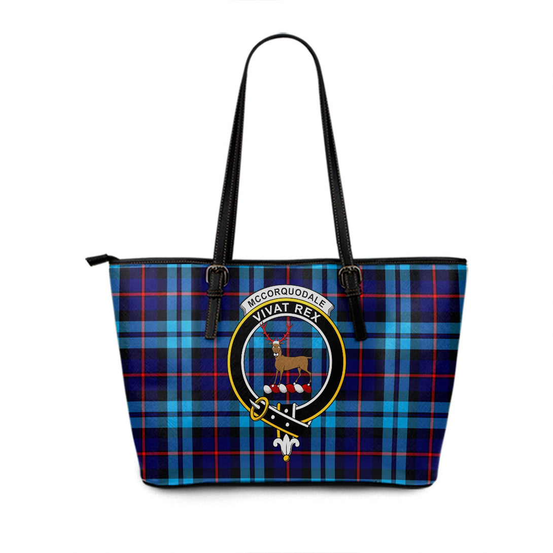 McCorquodale Clan Badge Tartan Leather Tote Bag