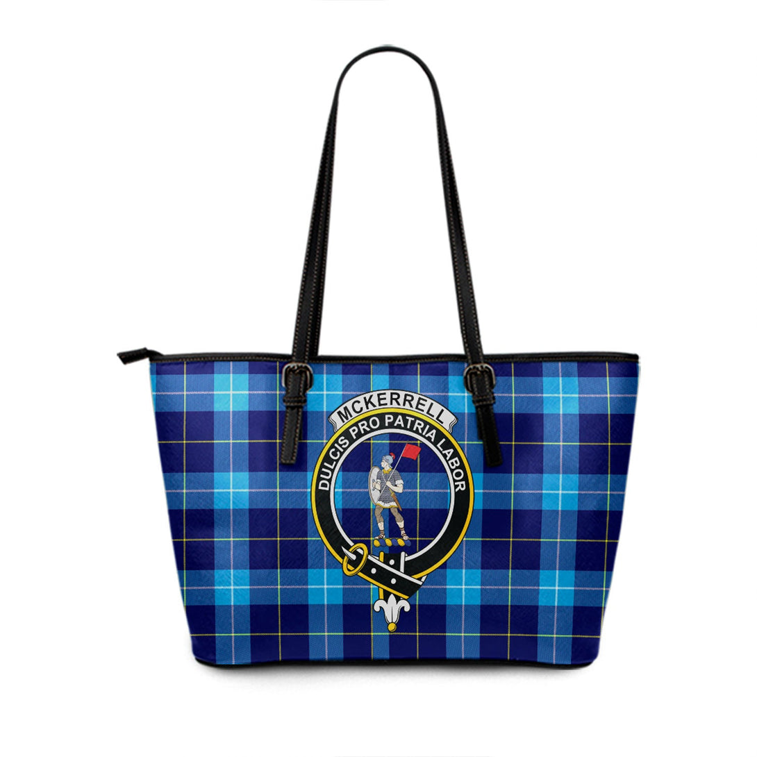 McKerrell Clan Badge Tartan Leather Tote Bag