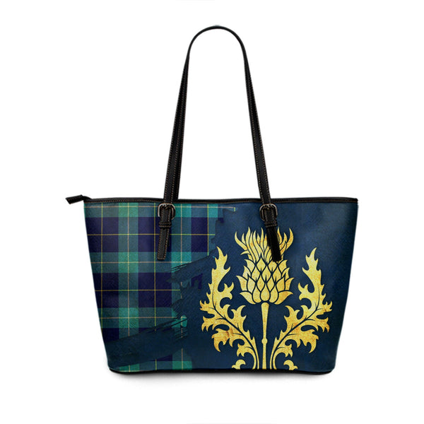 McKerrell Tartan Leather Tote Bag Thistle Oldest Style