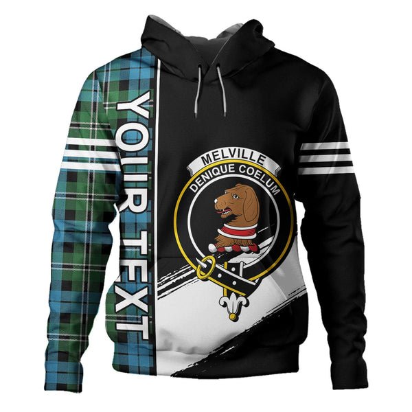 Melville Ancient Clan Badge Tartan Hoodie Quarter Style Personalized