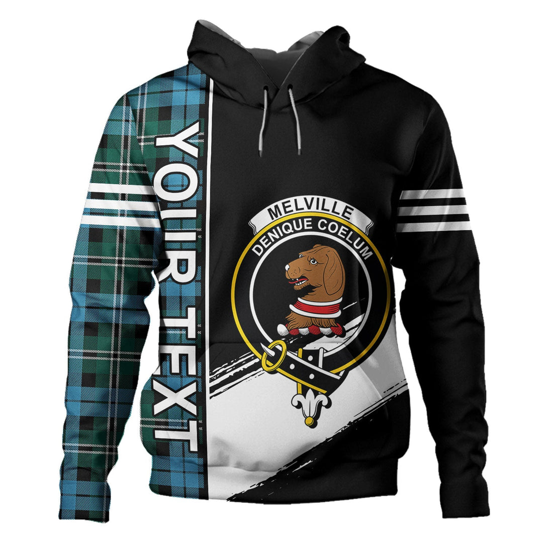 Melville Modern Clan Badge Tartan Hoodie Quarter Style Personalized