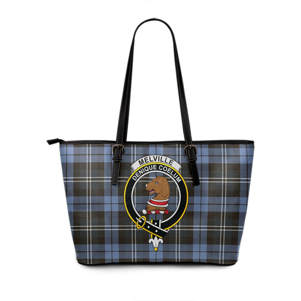 Melville Weathered Clan Badge Tartan Leather Tote Bag