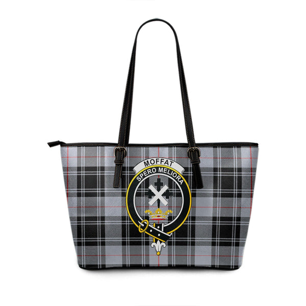 Moffat Modern Clan Badge Tartan Leather Tote Bag