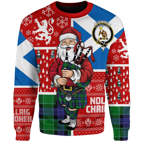 Monteith Clan Badge Tartan Sweatshirt Scotland Christmas Santa