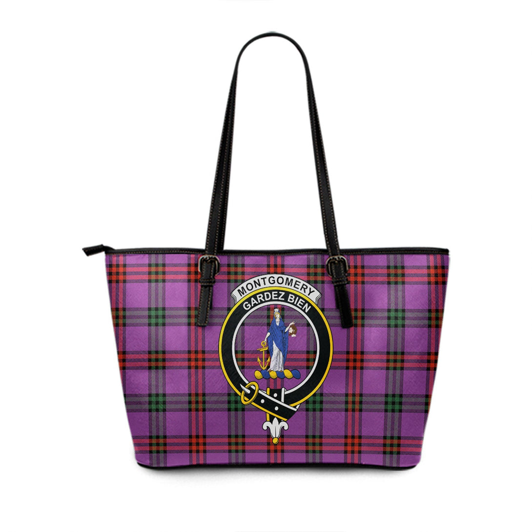 Montgomery Ancient Clan Badge Tartan Leather Tote Bag