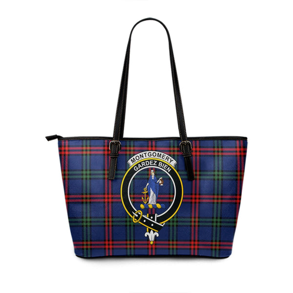 Montgomery Modern Clan Badge Tartan Leather Tote Bag