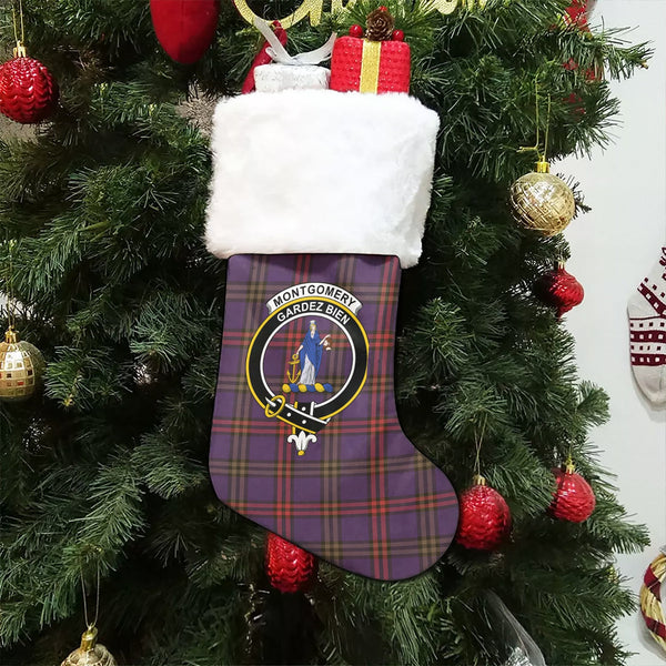 Montgomery Weathered Clan Badge Tartan Christmas Stocking