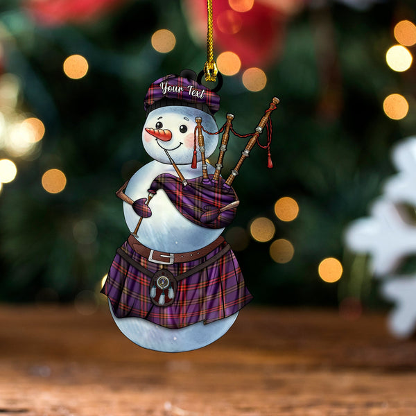 Montgomery Weathered Clan Badge Tartan Wood Acrylic Ornament Snowman Bagpipe Personalized