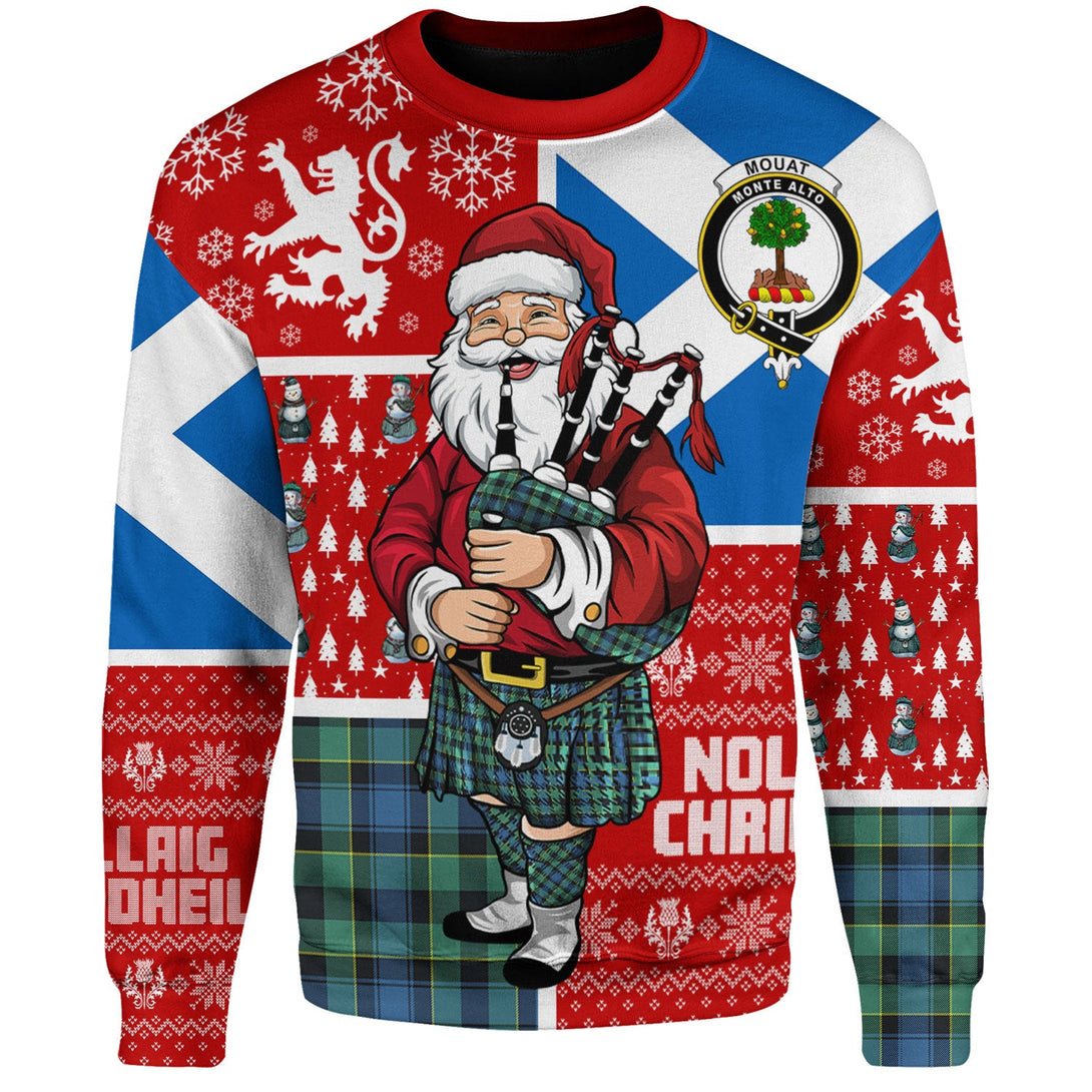 Mouat Clan Badge Tartan Sweatshirt Scotland Christmas Santa