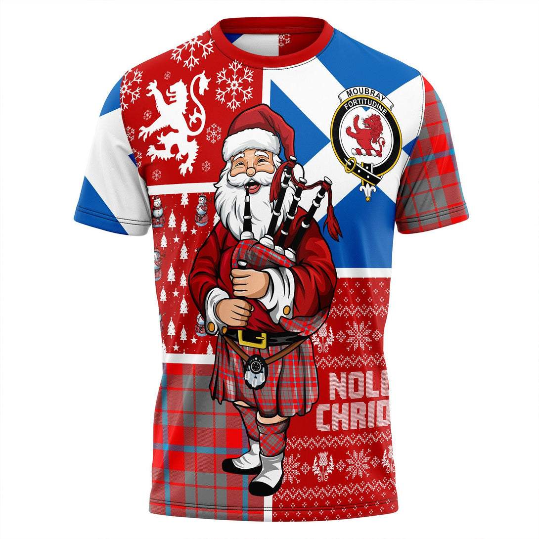 Moubray Clan Badge Tartan T-Shirt Scotland Christmas Santa