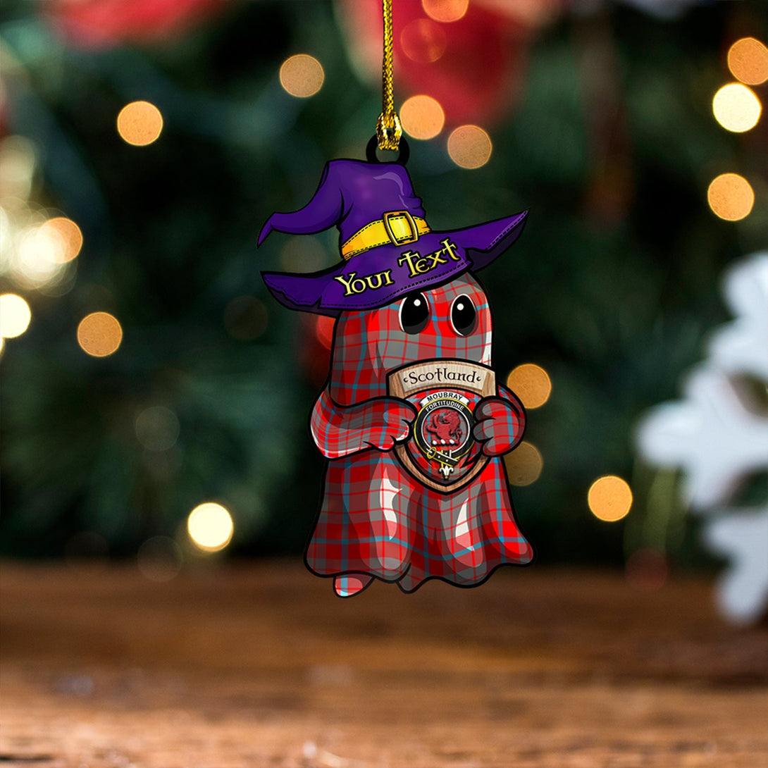 Moubray Clan Badge Tartan Wood Acrylic Ornament Halloween Ghost