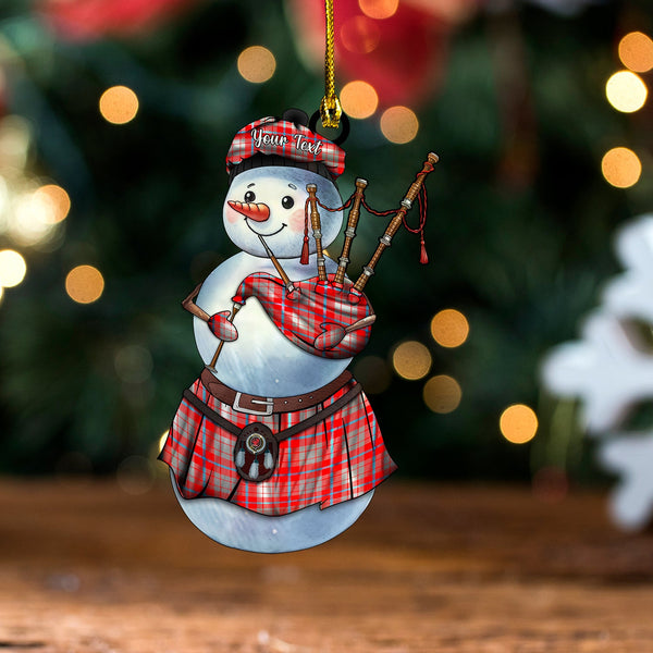 Moubray Clan Badge Tartan Wood Acrylic Ornament Snowman Bagpipe Personalized